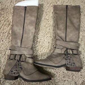 Not Rated Taupe Over the Knee Boots